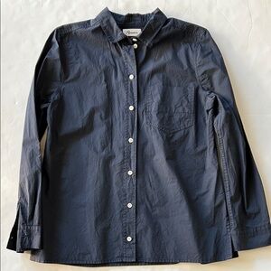 Rowan Cotton Navy Button-Up Blouse size M